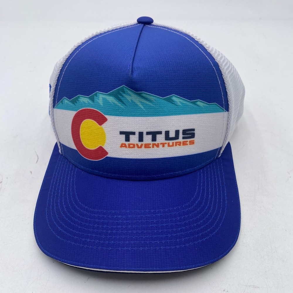 COLORADO Headsweats Titus Adventures Trucker Hat Mens OSFM Blue Mesh Performance